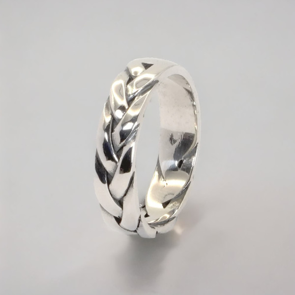 Anello treccia in argento da uomo