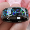 Personalized multicolor opal tungsten alliance ring for men and women