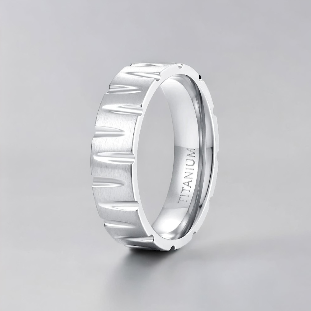 Blanc Bague Titane Alliance 6mm Brossée Rainurée Personnalisable