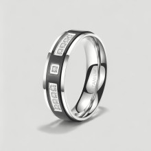 Elegante anello nuziale in titanio zirconia personalizzabile
