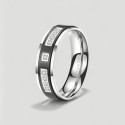Bague Titane Alliance Élégante Zircons Personnalisable