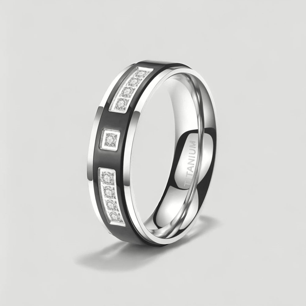 Bague Titane Alliance Élégante Zircons Personnalisable