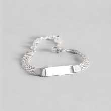 Bracelet gourmette enfant en acier – Plaque gravable et taille ajustable