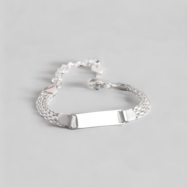 Bracelet Gourmette Enfant Acier Plaque Gravable Ajustable