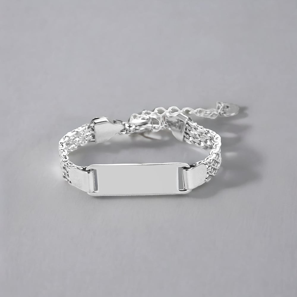 Bracelet Gourmette Enfant Acier Plaque Gravable Ajustable