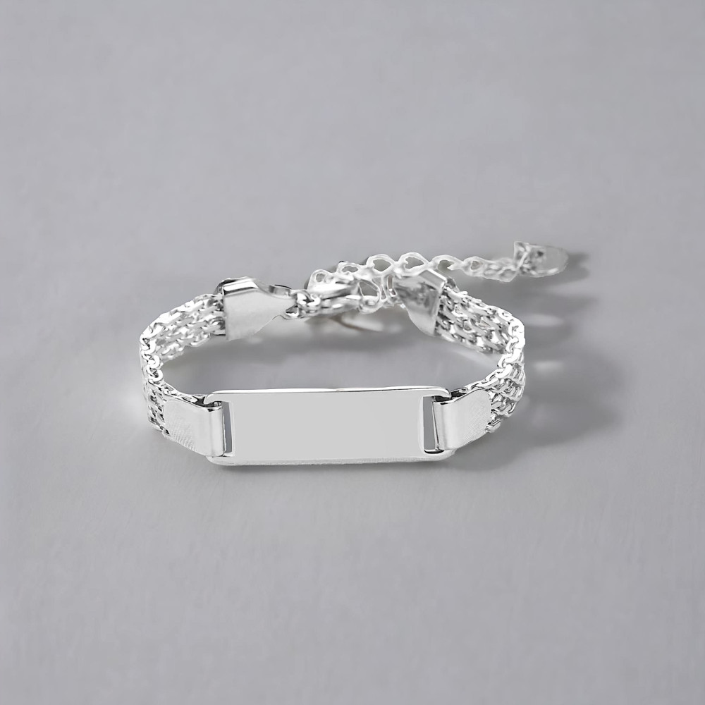 Bracelet Gourmette Enfant Acier Plaque Gravable Ajustable