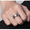 Personalized men's black brushed dome tungsten ring