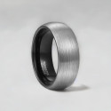 Bague personnalisee dome tungstene homme noir brosse