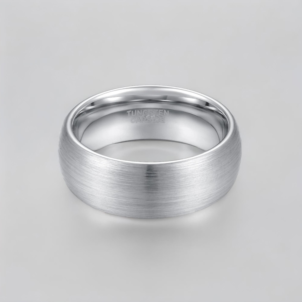 Bague personnalisee dome tungstene homme noir brosse