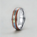 Bague personnalisee homme anneau tungstene bois nacre a graver