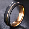 Bague personnalisee alliance tungstene brosse rainure