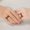 Personalized tungsten wedding ring brush groove