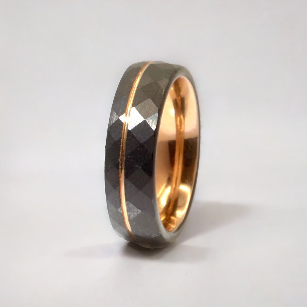 6mm Bague personnalisee alliance tungstene brosse rainure