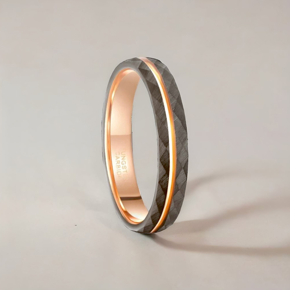 Bague personnalisee alliance tungstene brosse rainure