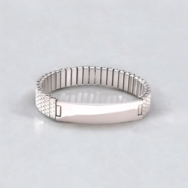 Pulsera de hombre personalizada con bordillo de acero elástico para grabar