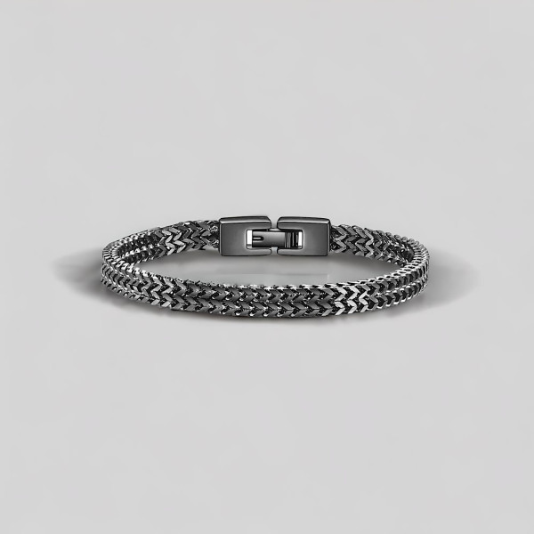 Bracciale Uomo Maglia in Acciaio Placcato Nero