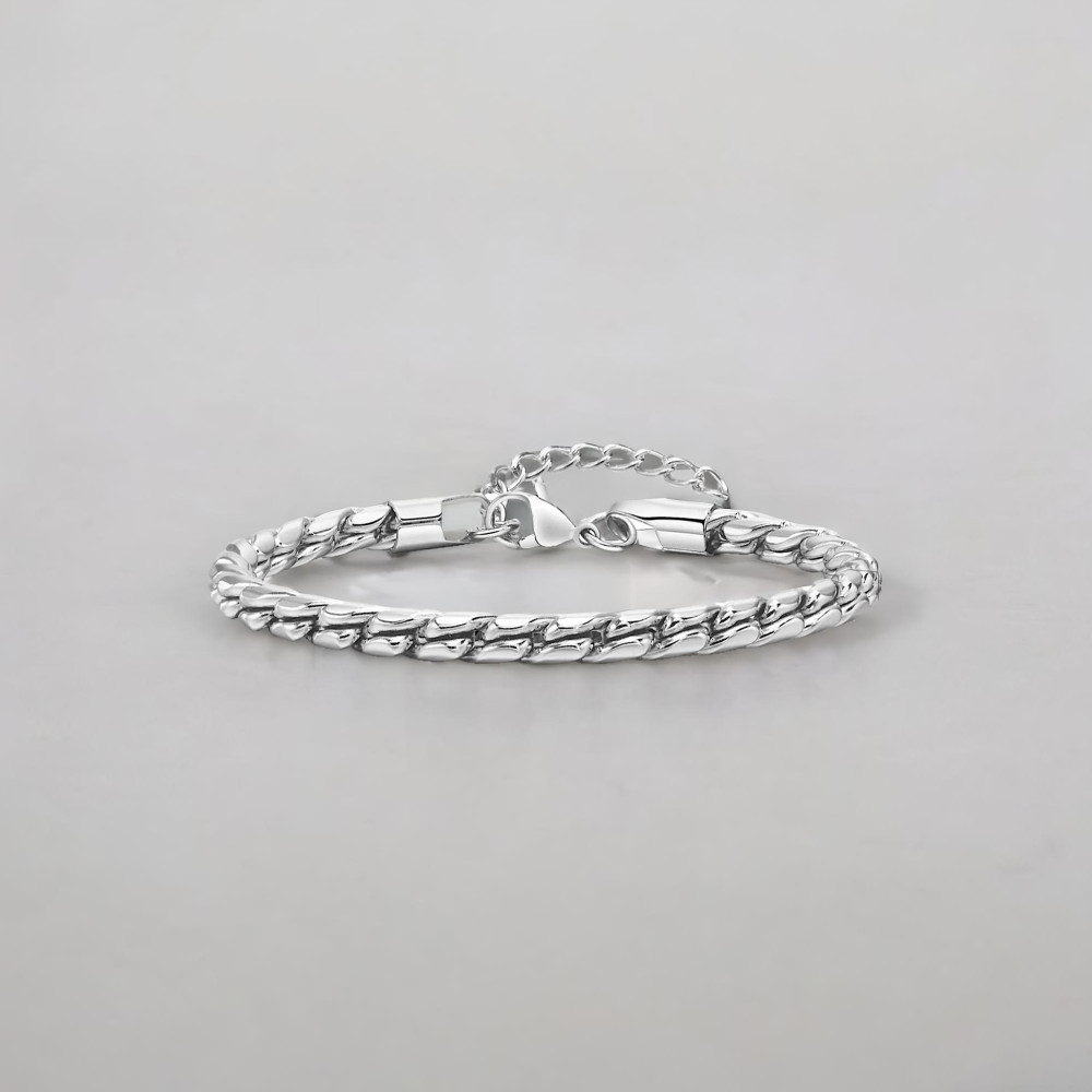Bracelet chaine cylindrique acier inoxydable unisexe