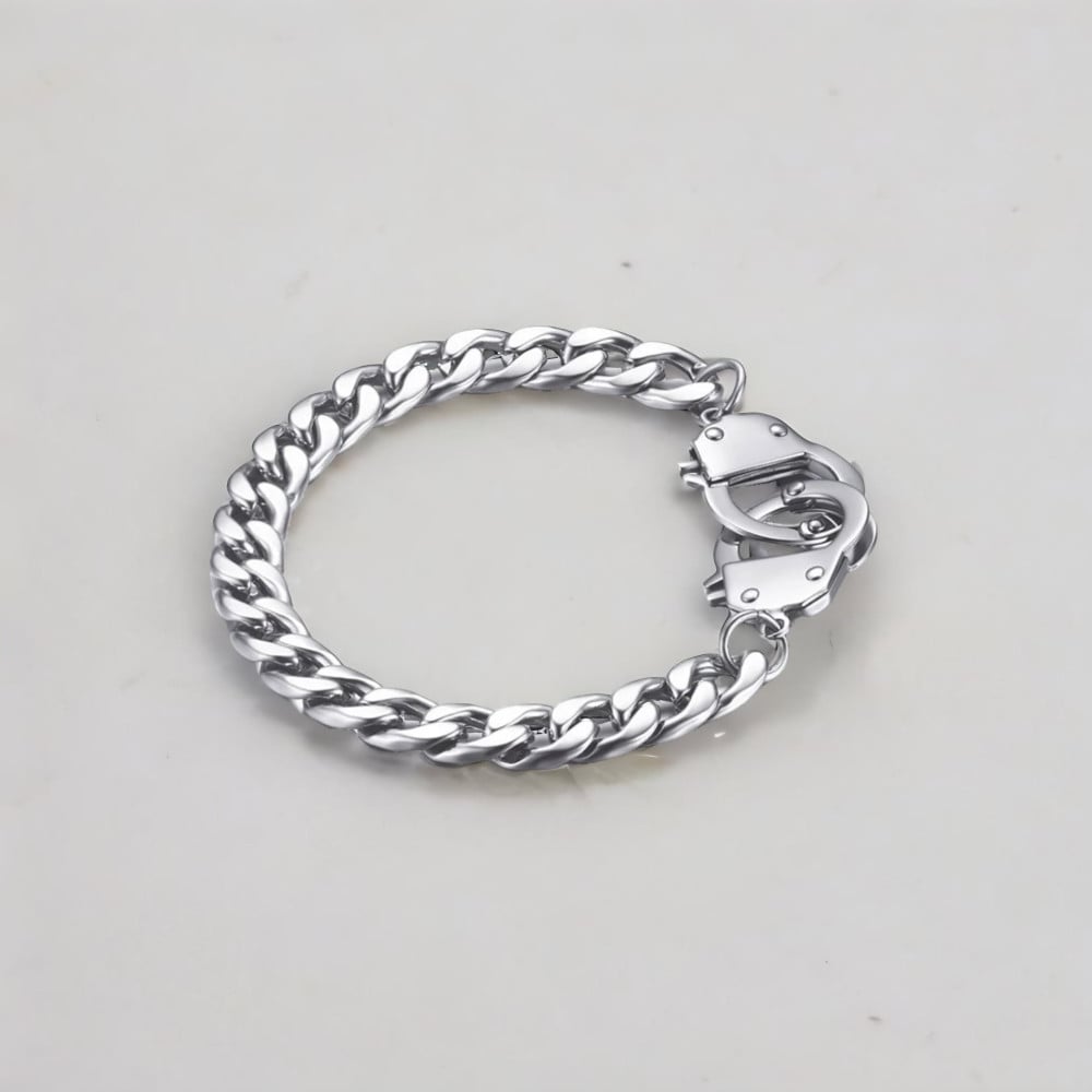 Bracelet homme acier chaine menotte infini