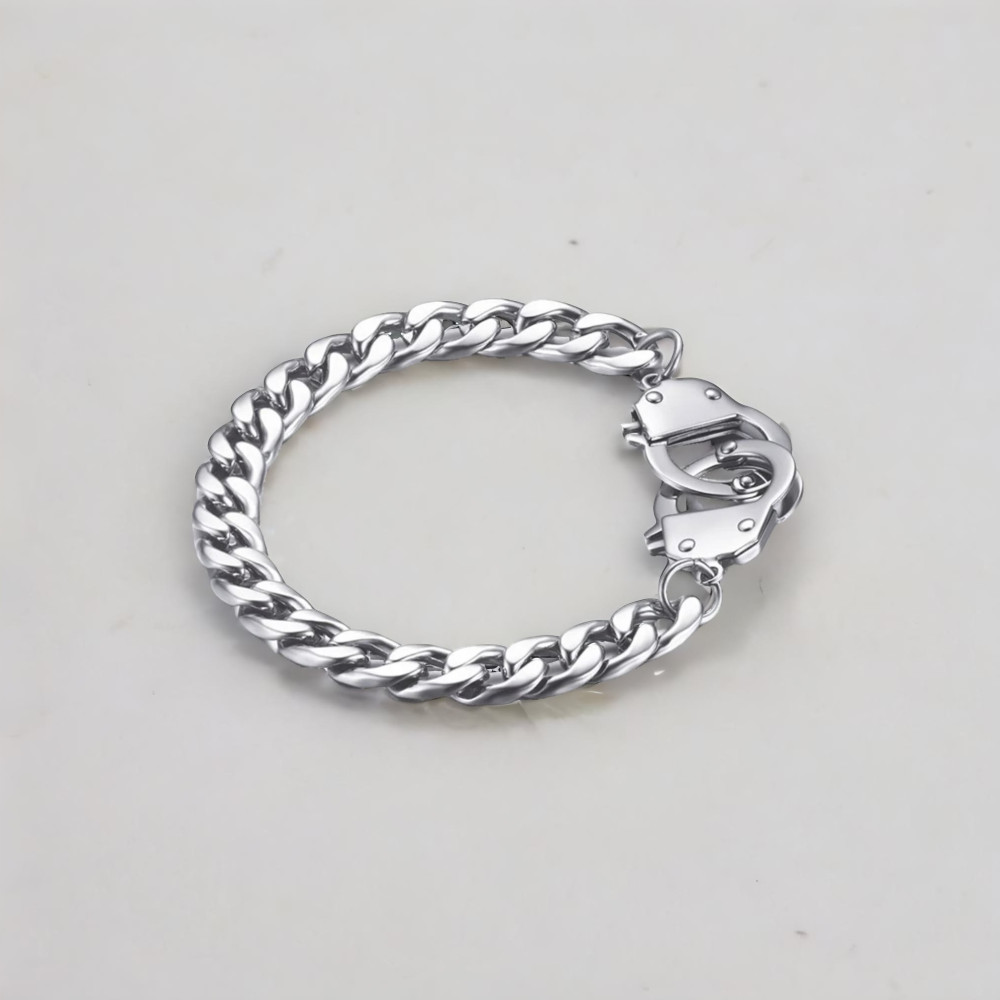 Bracelet homme acier chaine menotte infini