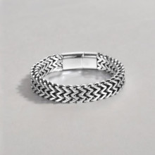Men's Stainless Steel Braided Chain Bracelet Magnetic Clasp