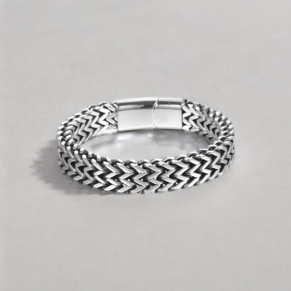 Bracelet homme chaine maille acier fermoir aimante
