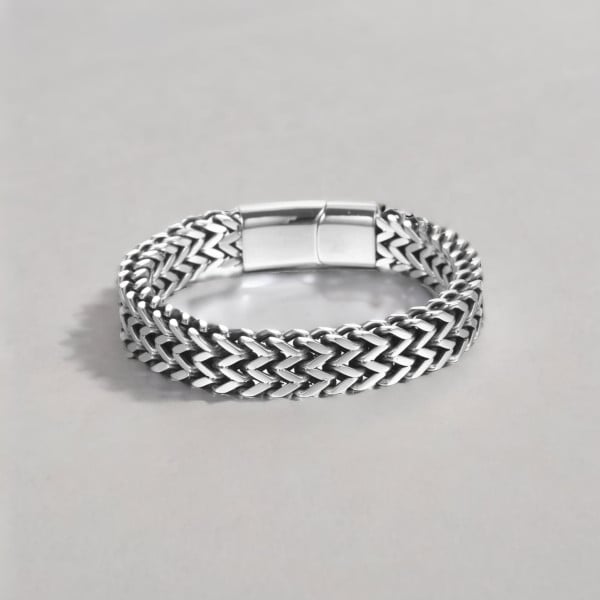 Bracelet homme chaine maille acier fermoir aimante