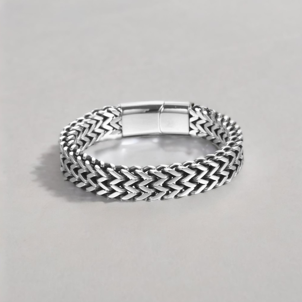Bracelet homme chaine maille acier fermoir aimante