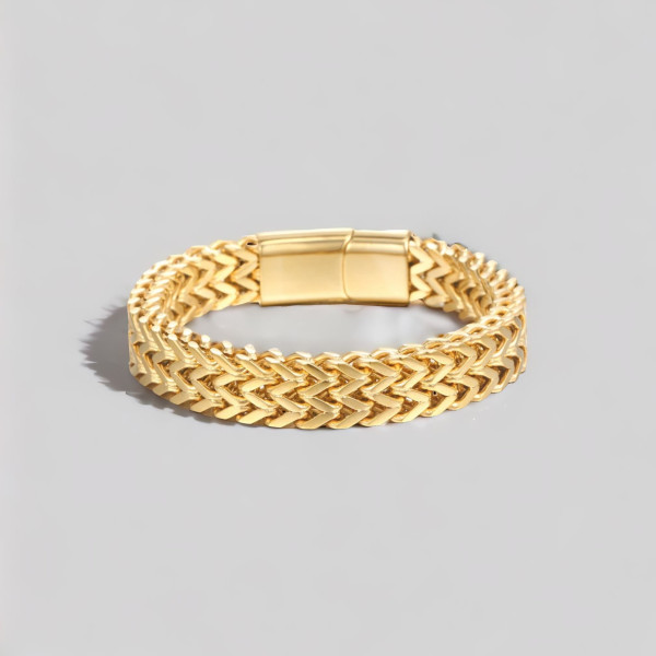 Bracciale Barbazzale Largo Da Uomo In Acciaio Doppio Duo Maglia Cubana 20 Cm