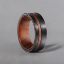 Bague Tungstène Noir Brossé assemblé avec Bois