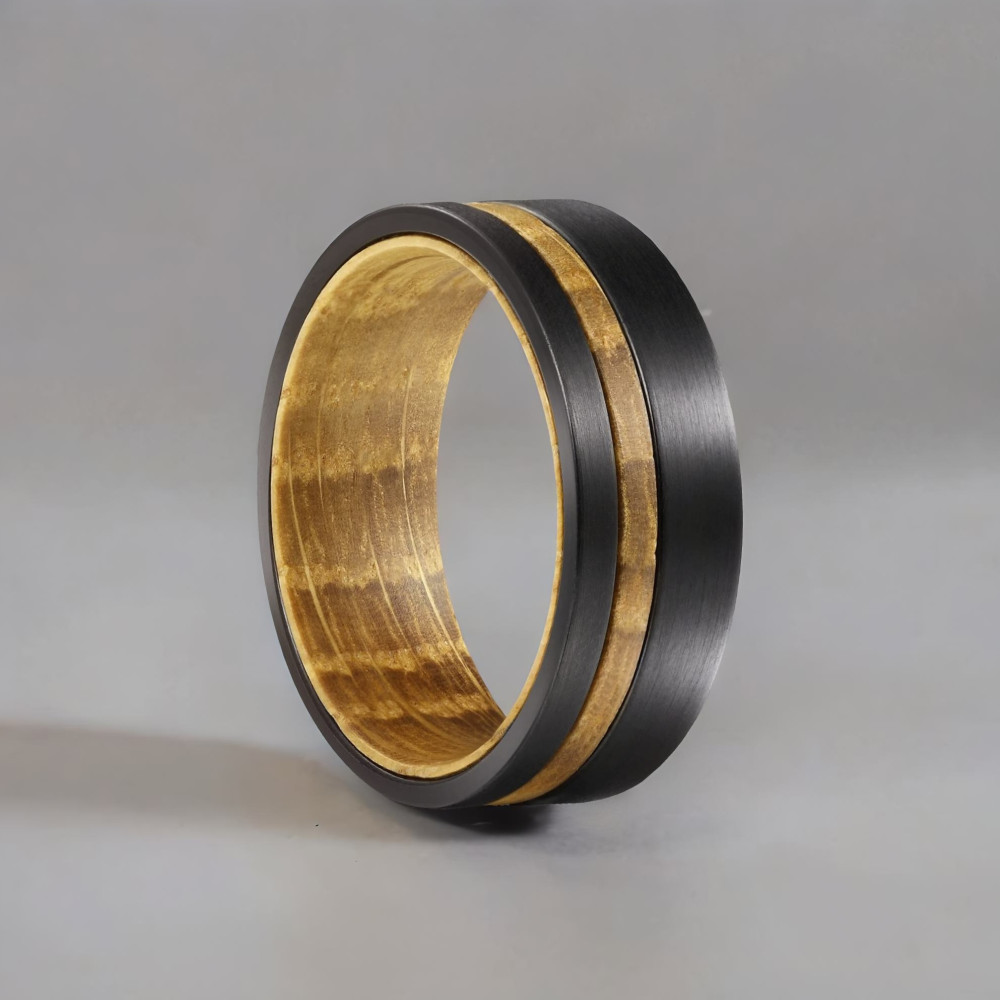 Bague tungstène brossée bois rouge (Dupliqué)