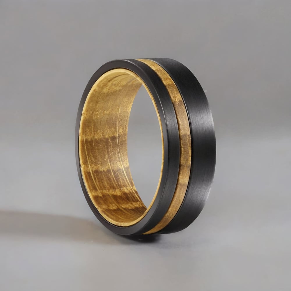 Bague tungstène brossée bois rouge (Dupliqué)