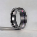 Anello da uomo personalizzato anello in tungsteno opale linea sabbia