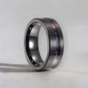 Bague personnalisee homme anneau tungstene ligne sable opale