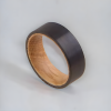Bague Tungstène Noir Brossé intérieur en Bois