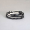 Bracelet personnalise cuir homme multi ligne gourmette acier