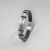Bracelet homme cuir noir clé grecque