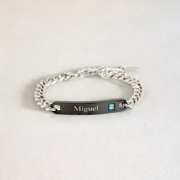 Bracelet couple personnalisable gourmette chaine acier zirconium