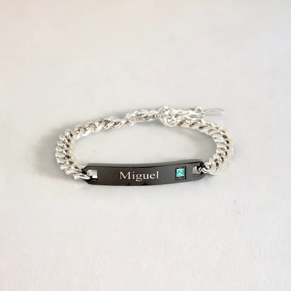 Bracelet couple personnalisable gourmette chaine acier zirconium