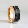 Bague Tungstène Noir Brossé martelé serti Marbre
