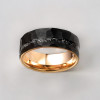 Bague Tungstène Noir Brossé martelé serti Marbre