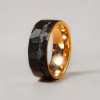 Bague Tungstène Noir Brossé martelé serti Marbre
