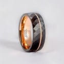 Anillo de bodas de tungsteno cepillado y multifacético de dos tonos personalizado