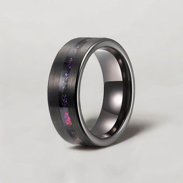 Anello da uomo personalizzato anello in tungsteno opale linea sabbia