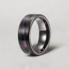 Bague personnalisee homme anneau tungstene ligne sable opale