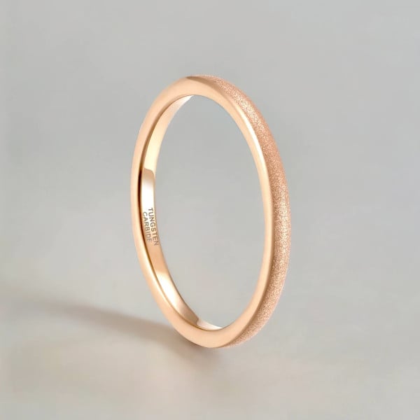 Bague tungstène anneau fin sablé personnalisable