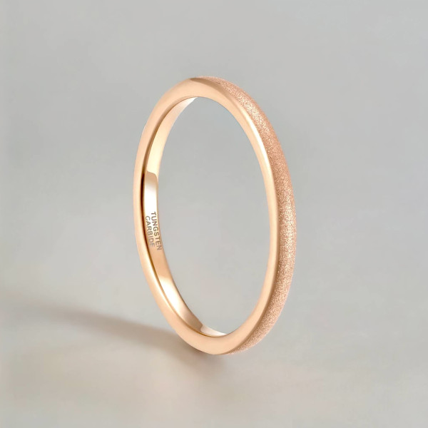 Bague tungstène anneau fin sablé personnalisable