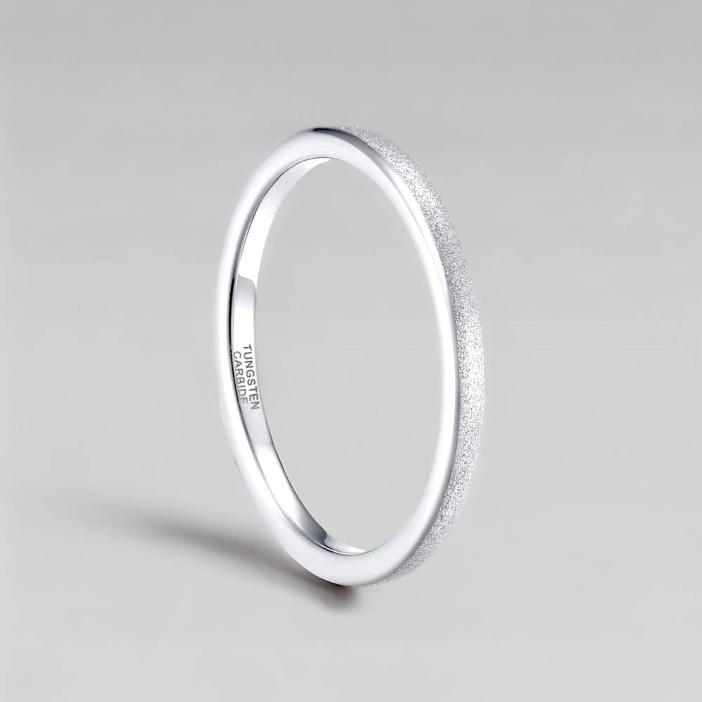 Bague tungstène anneau fin sablé personnalisable