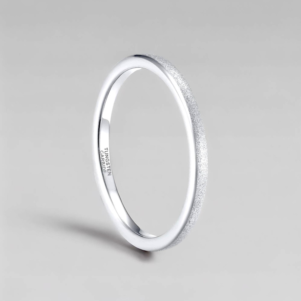 Bague tungstène anneau fin sablé personnalisable