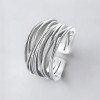 Dames 925 Zilveren Open Ring met Gekruiste Lijnen