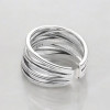 Dames 925 Zilveren Open Ring met Gekruiste Lijnen